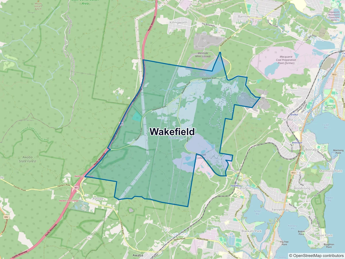 Map of Wakefield, NSW, Australia