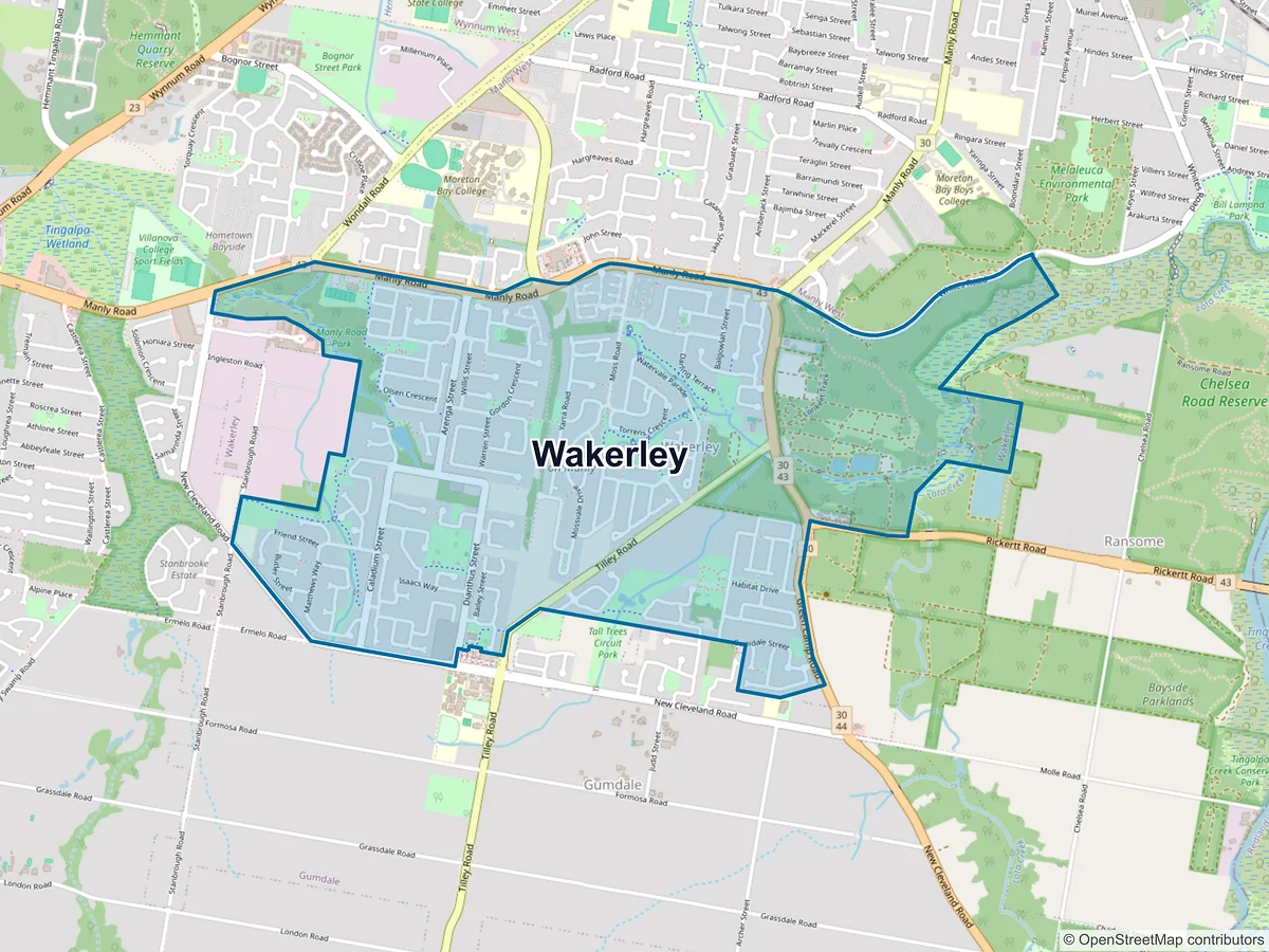 Map of Wakerley, QLD, Australia