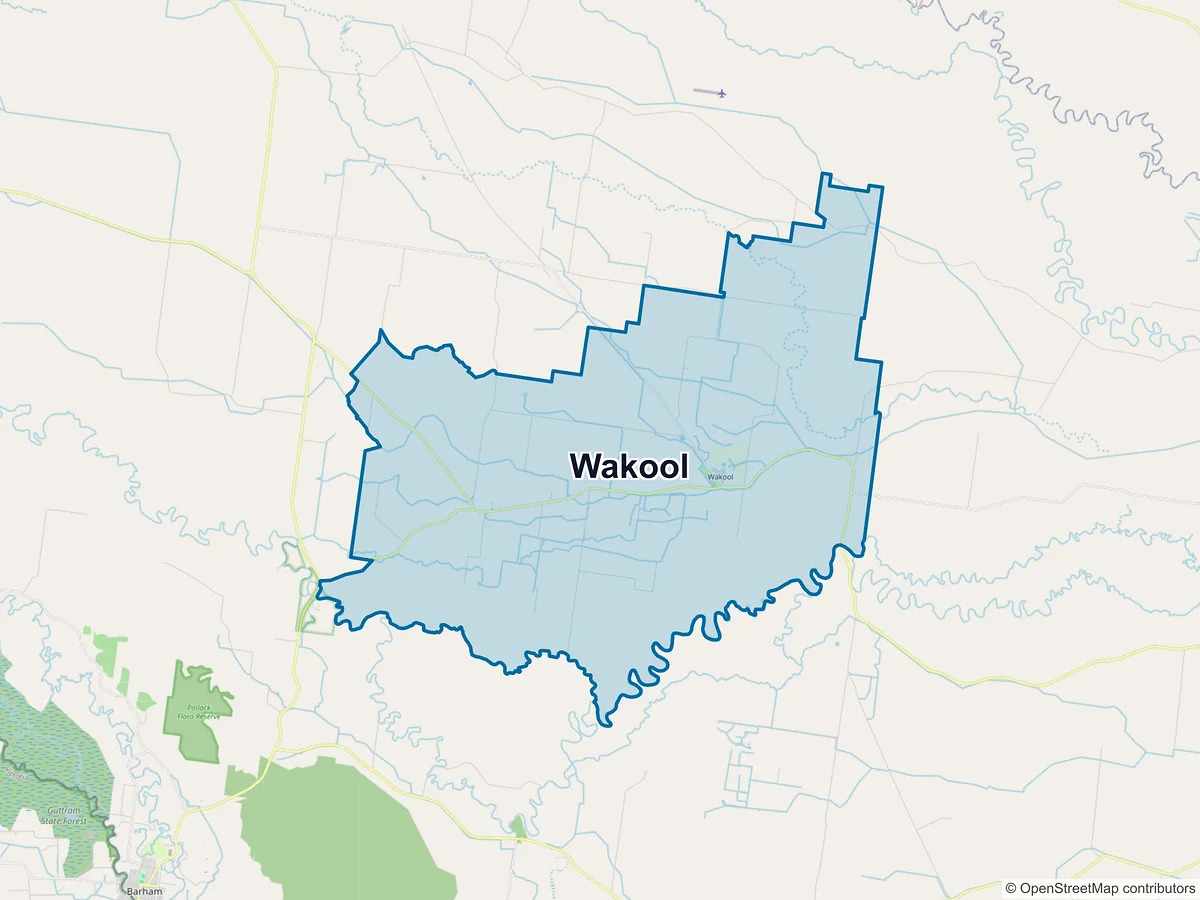 Map of Wakool, NSW, Australia