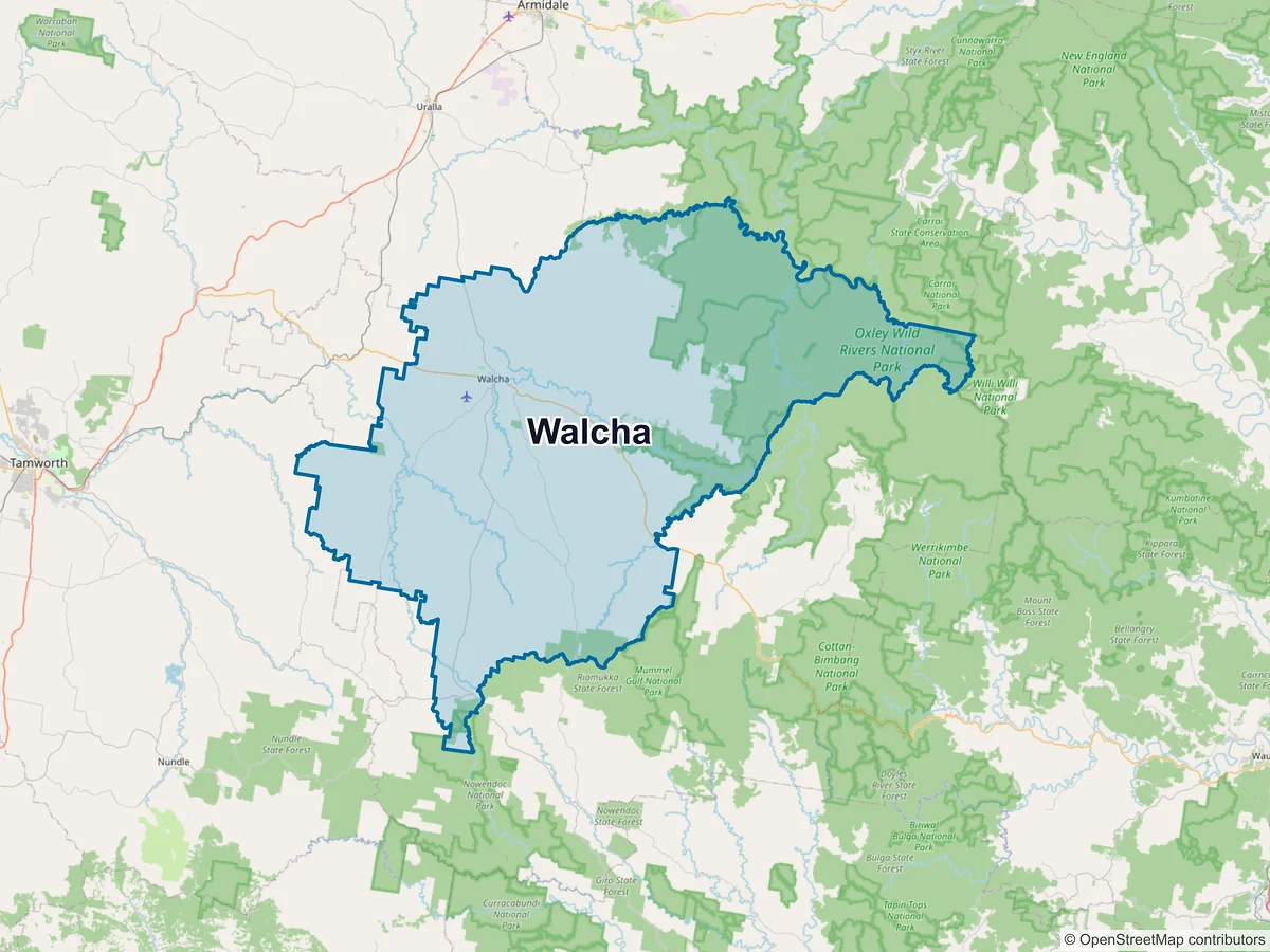 Map of Walcha, NSW, Australia