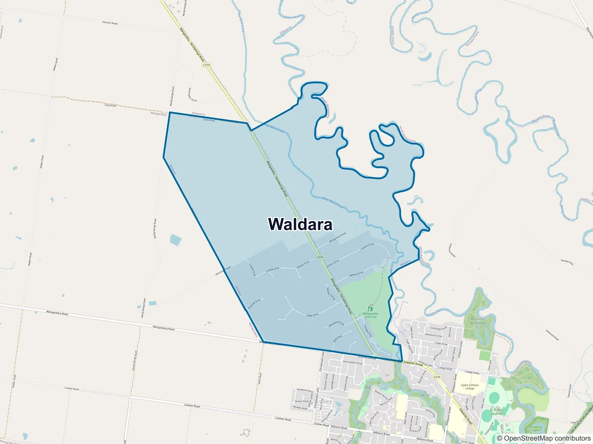 Map of Waldara, VIC, Australia