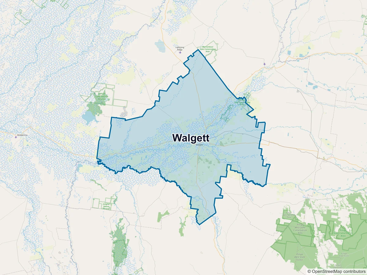 Map of Walgett, NSW, Australia