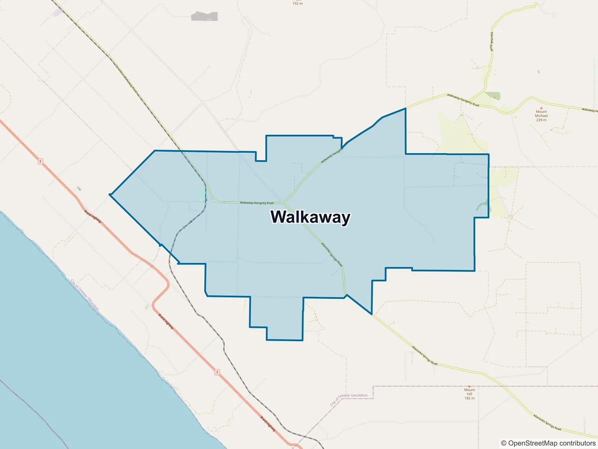 Map of Walkaway, WA, Australia