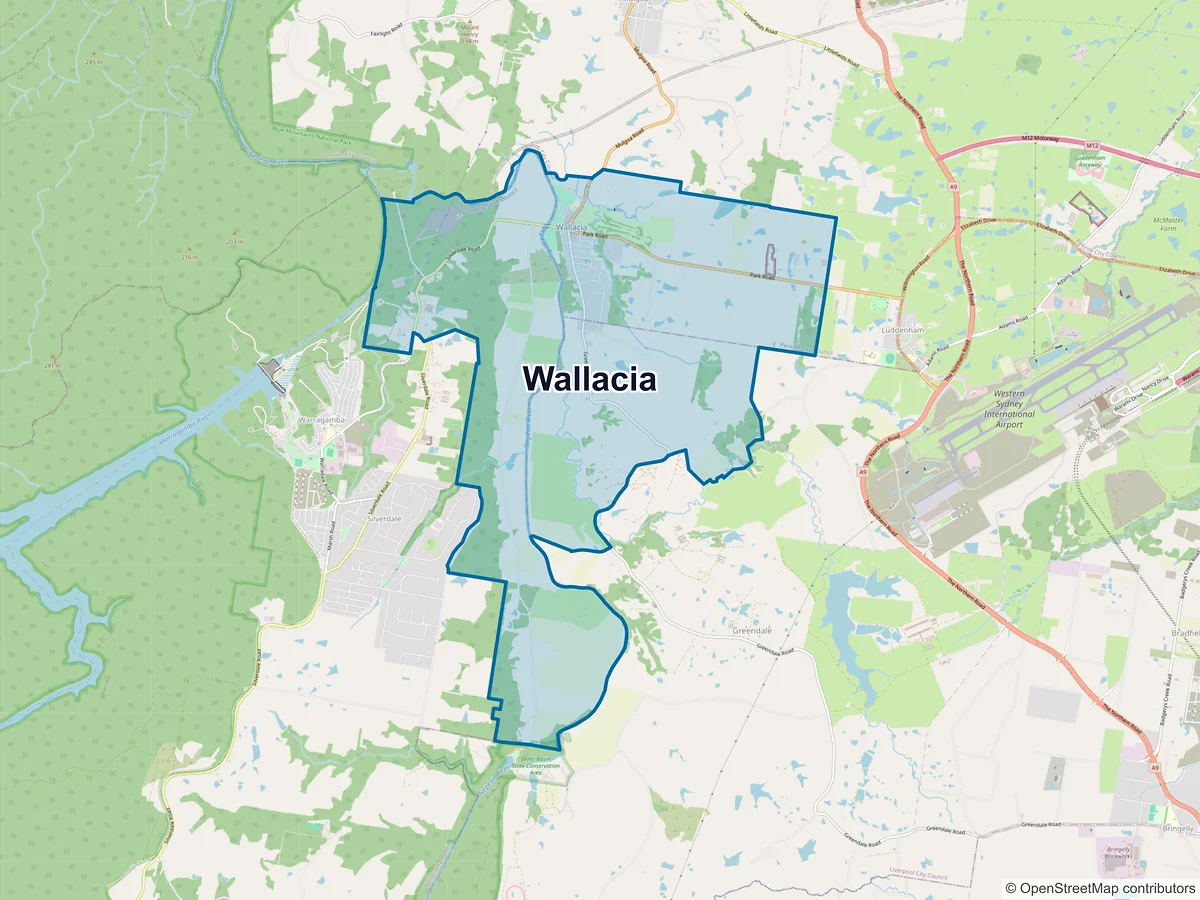 Map of Wallacia, NSW, Australia
