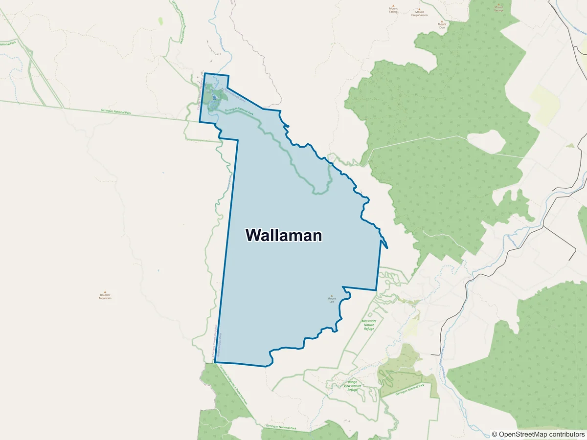 Map of Wallaman, QLD, Australia