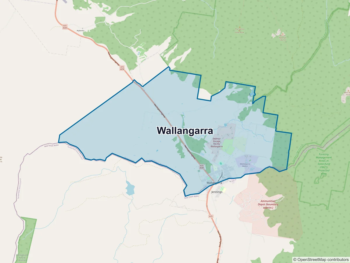 Map of Wallangarra, QLD, Australia