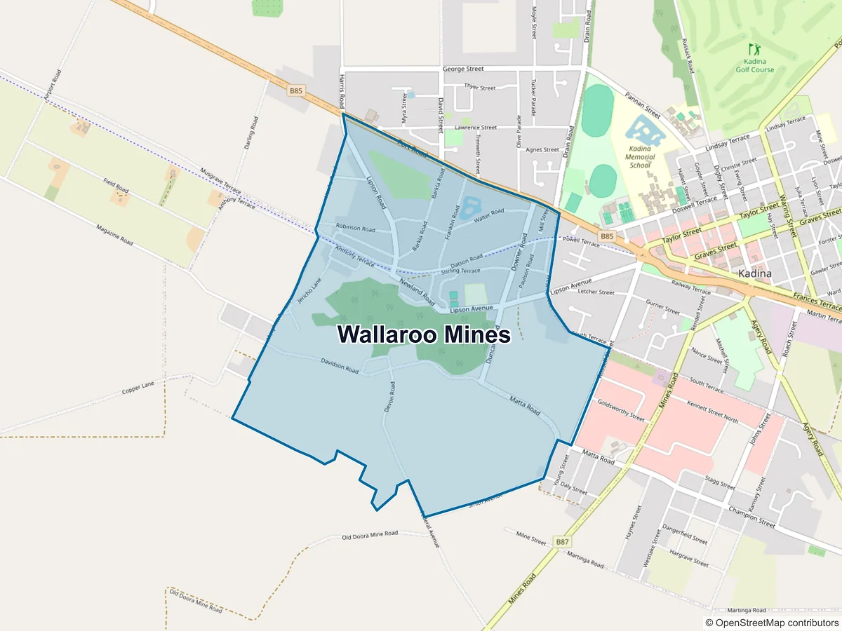 Map of Wallaroo Mines, SA, Australia