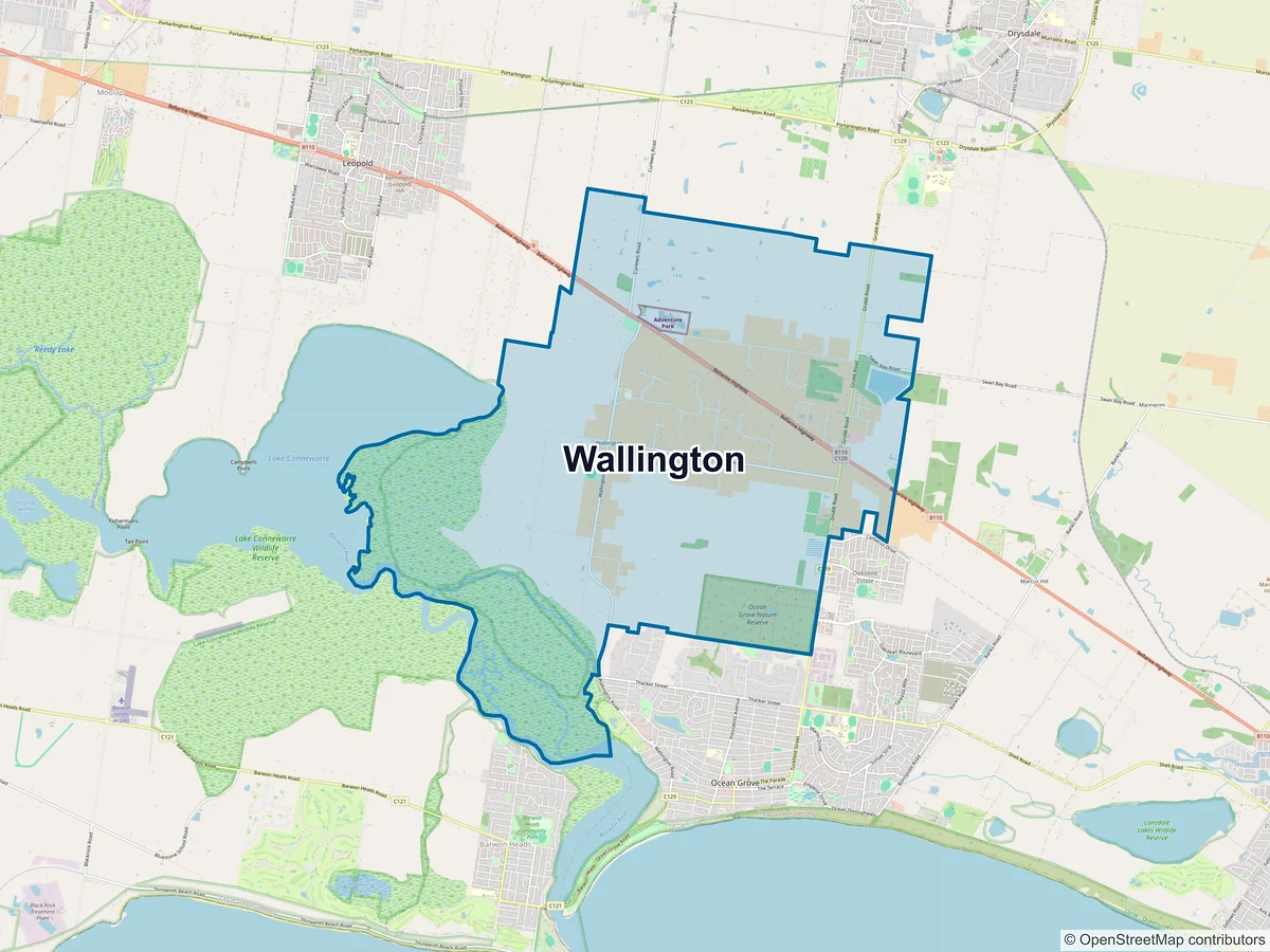 Map of Wallington, VIC, Australia