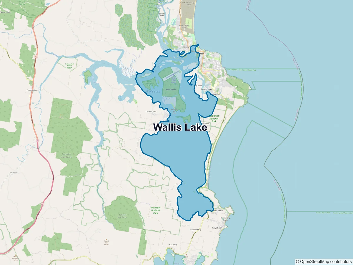 Map of Wallis Lake, NSW, Australia