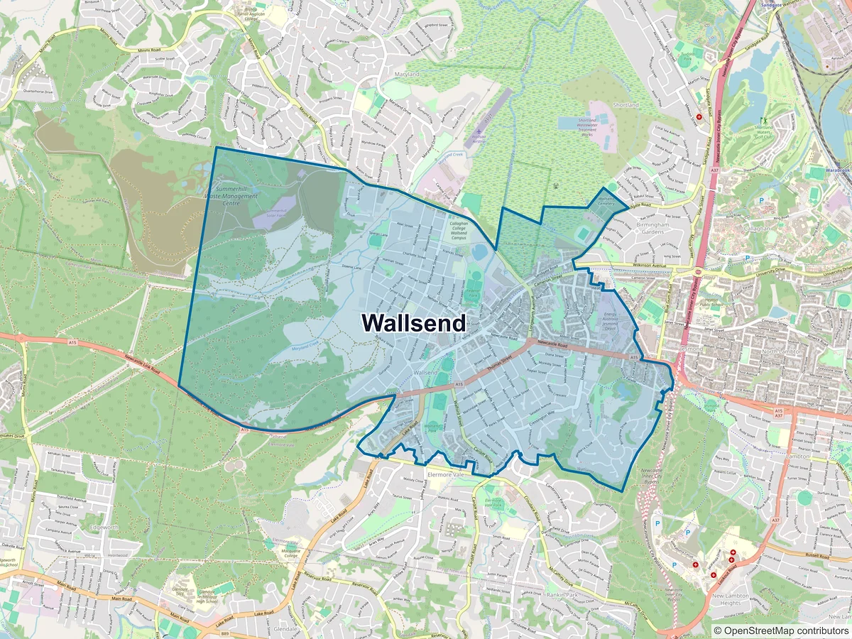 Map of Wallsend, NSW, Australia
