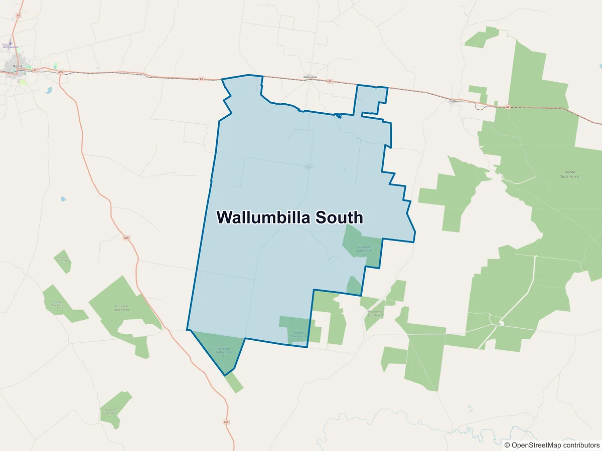 Map of Wallumbilla South, QLD, Australia