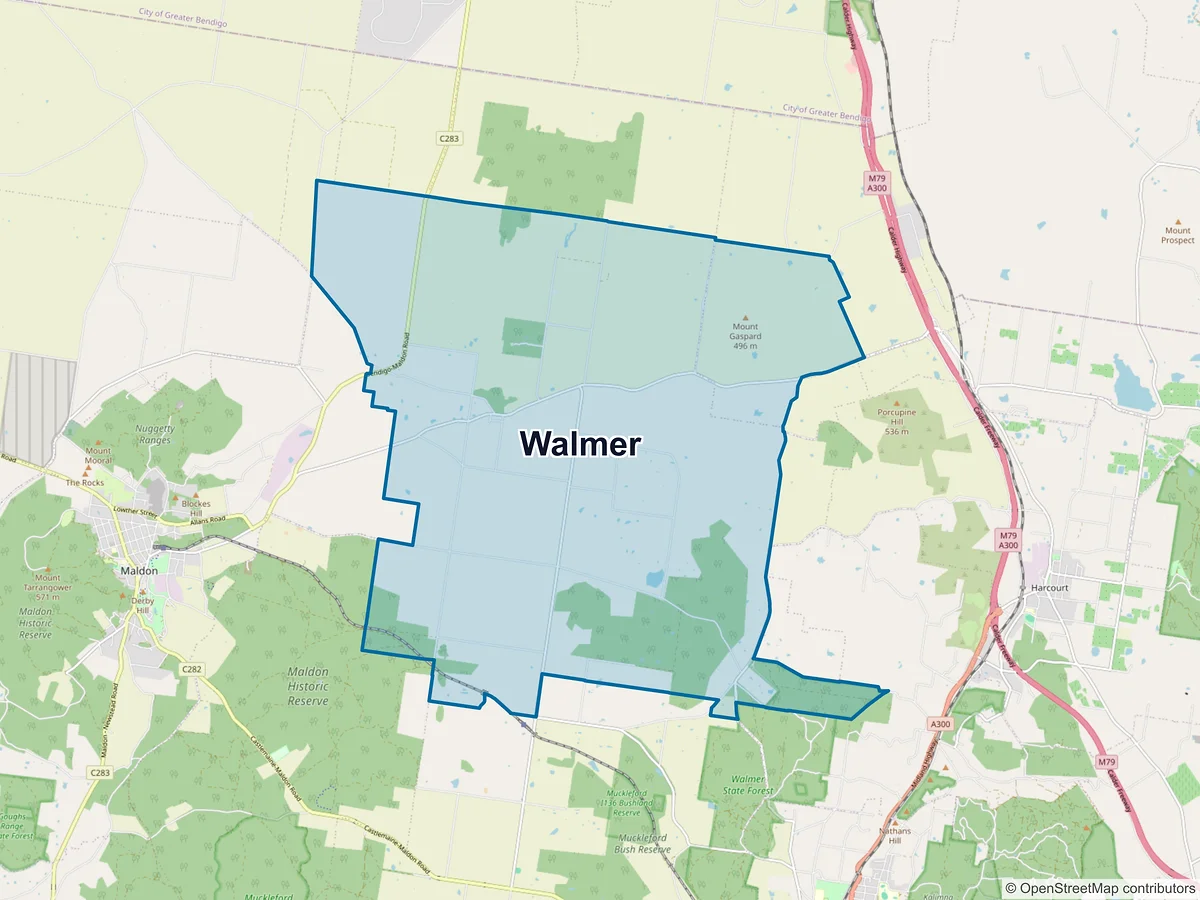 Map of Walmer, VIC, Australia