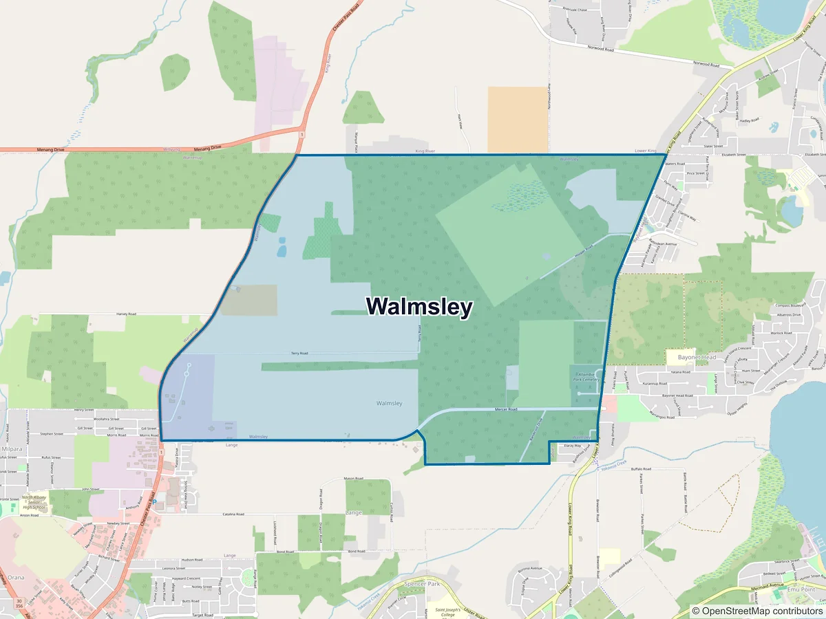 Map of Walmsley, WA, Australia