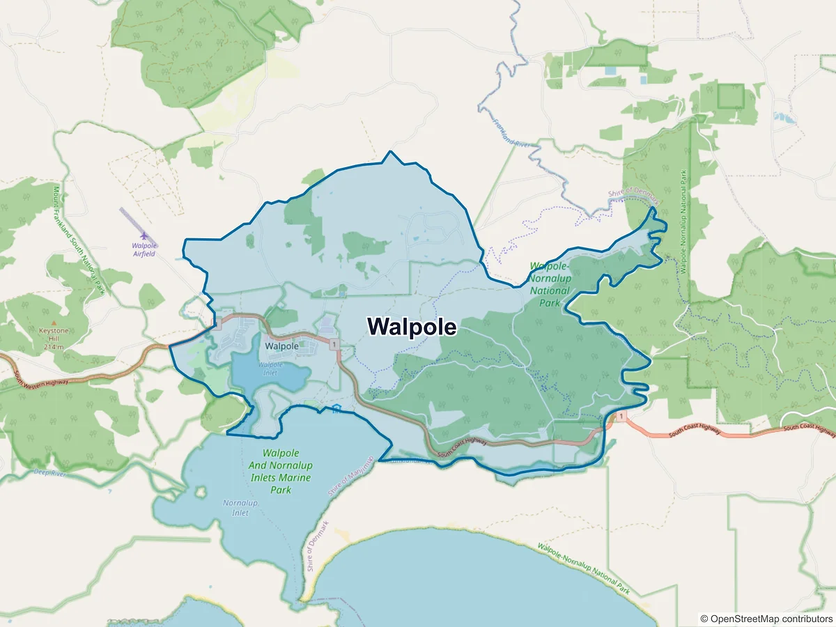 Map of Walpole, WA, Australia