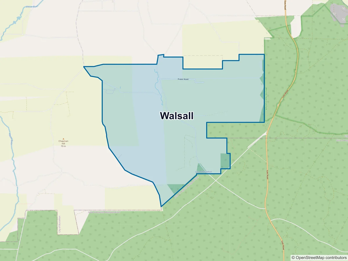 Map of Walsall, WA, Australia