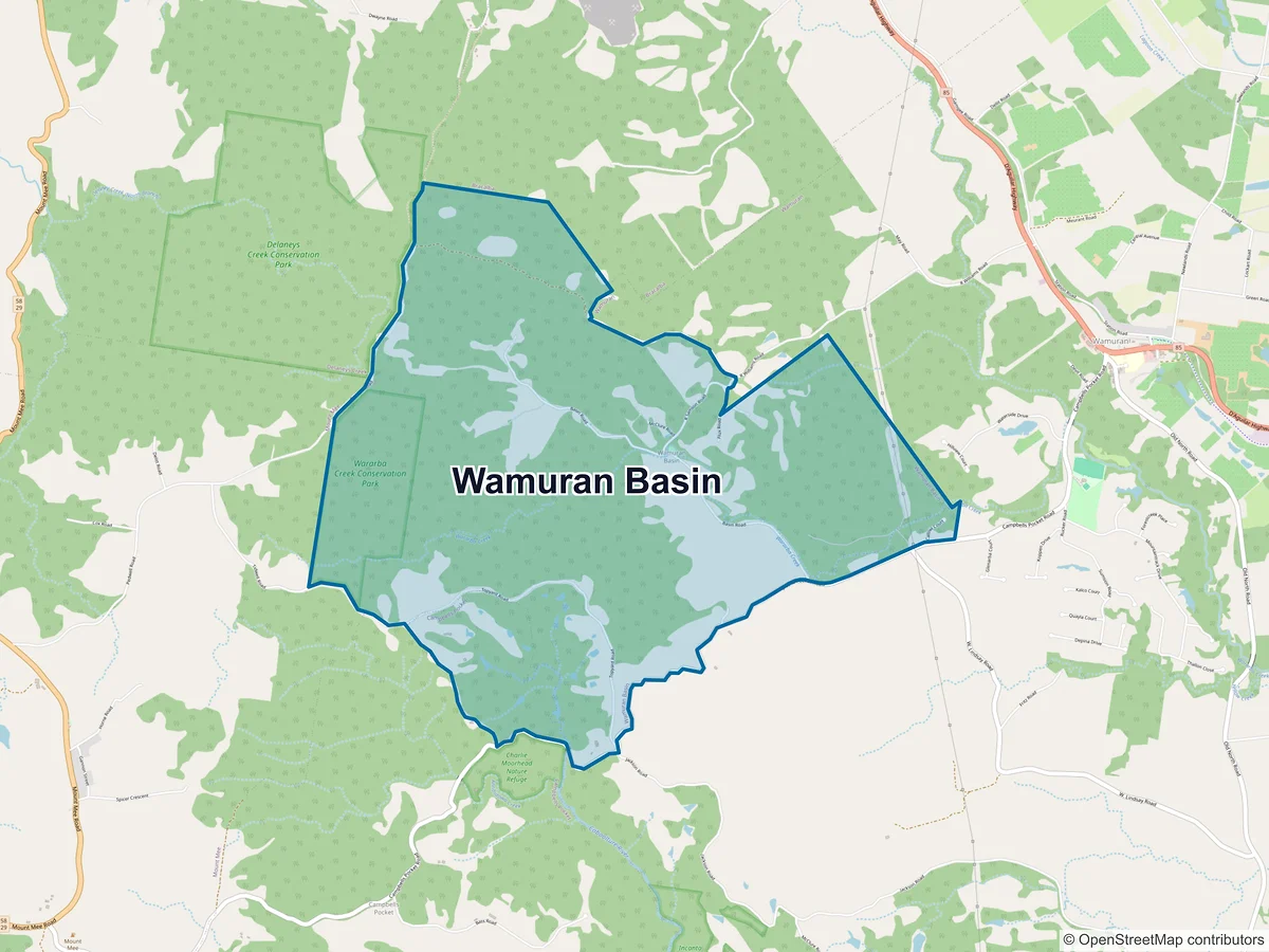 Map of Wamuran Basin, QLD, Australia