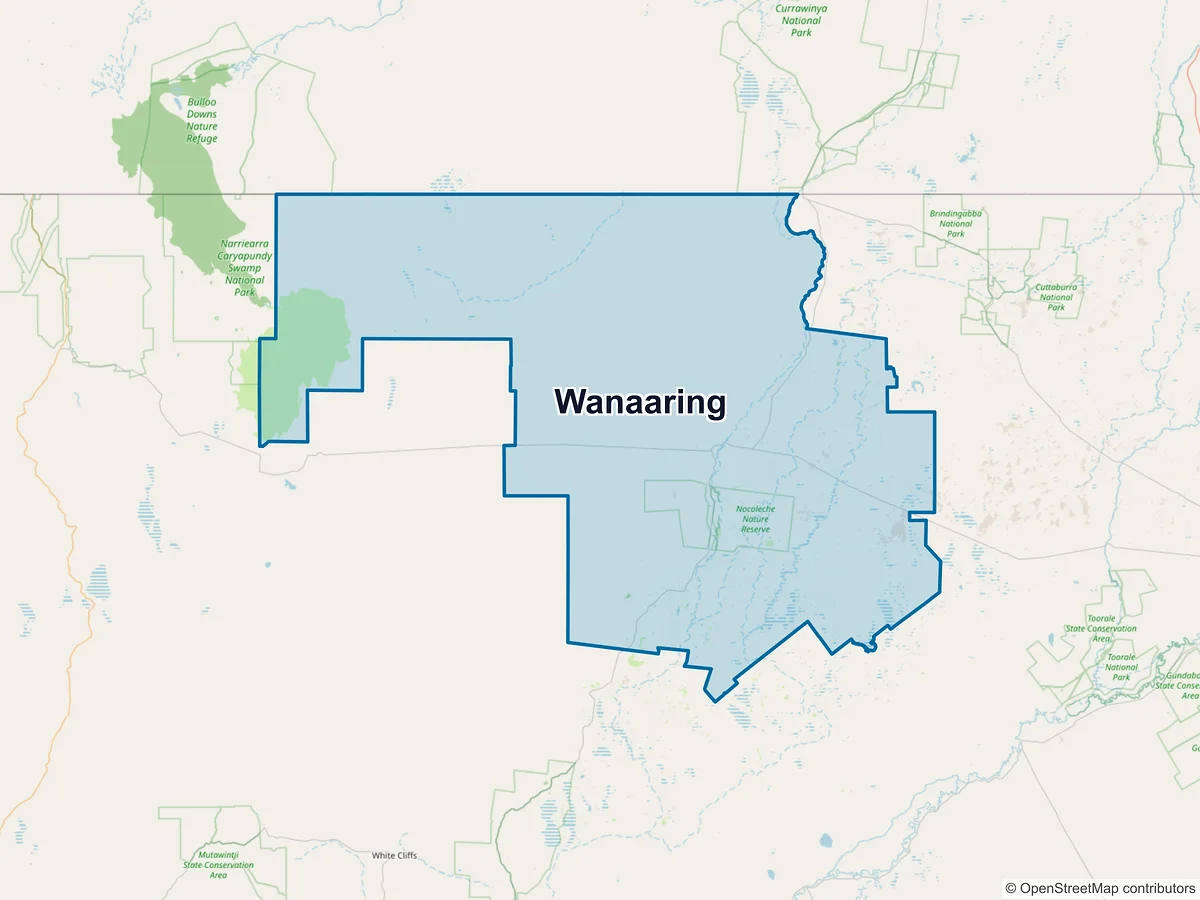 Map of Wanaaring, NSW, Australia
