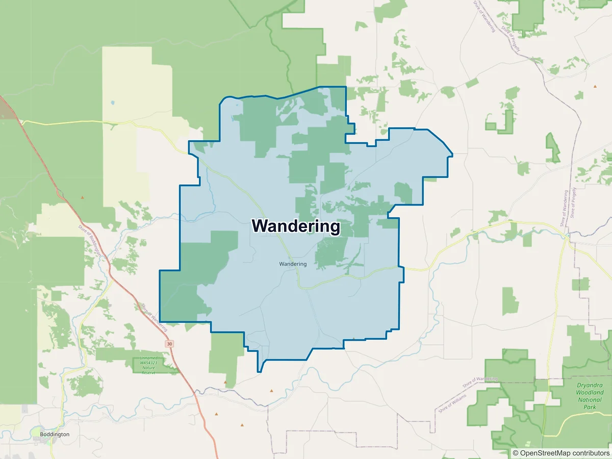 Map of Wandering, WA, Australia