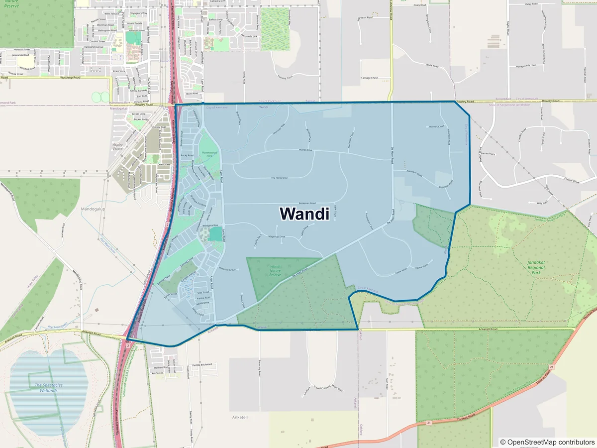 Map of Wandi, WA, Australia