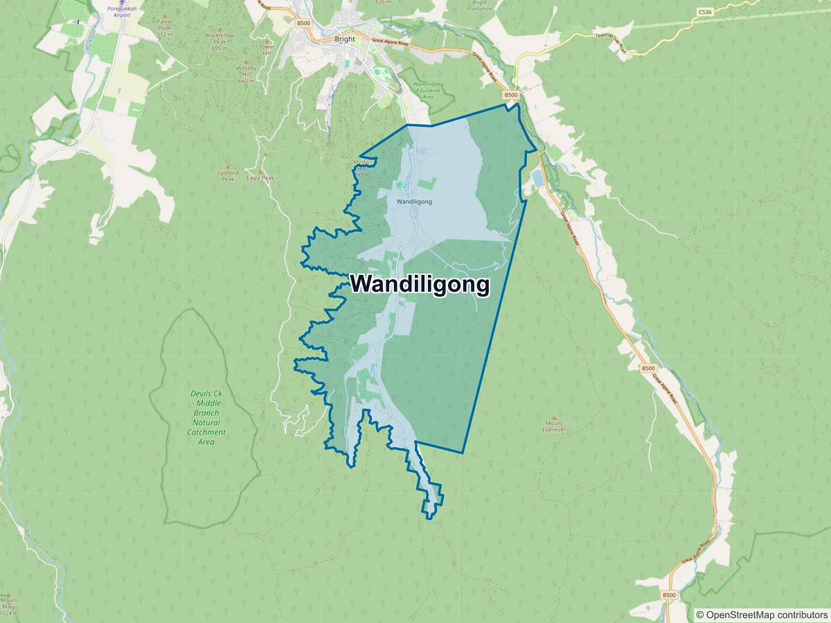 Map of Wandiligong, VIC, Australia