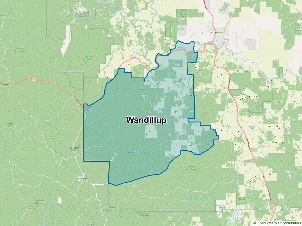 Map of Wandillup, WA, Australia