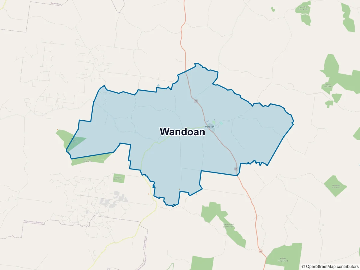 Map of Wandoan, QLD, Australia