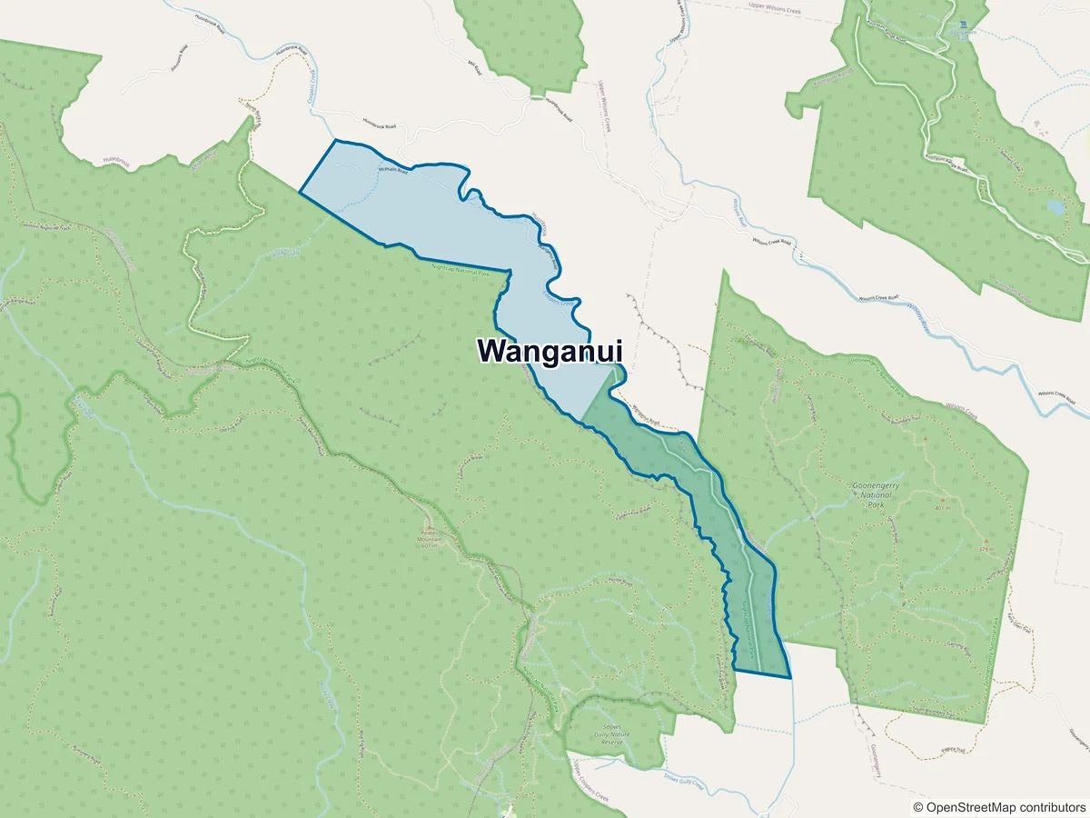 Map of Wanganui, NSW, Australia