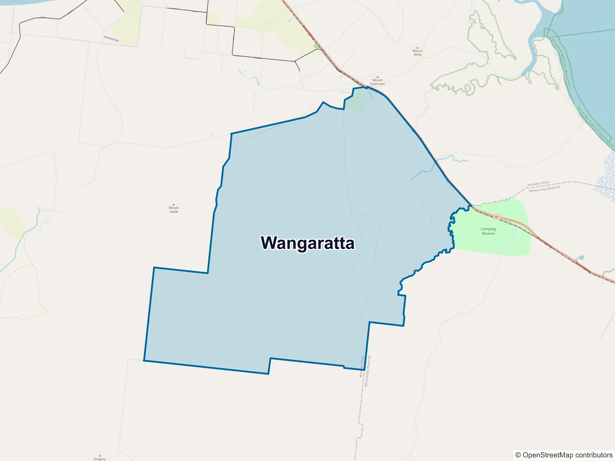 Map of Wangaratta, QLD, Australia