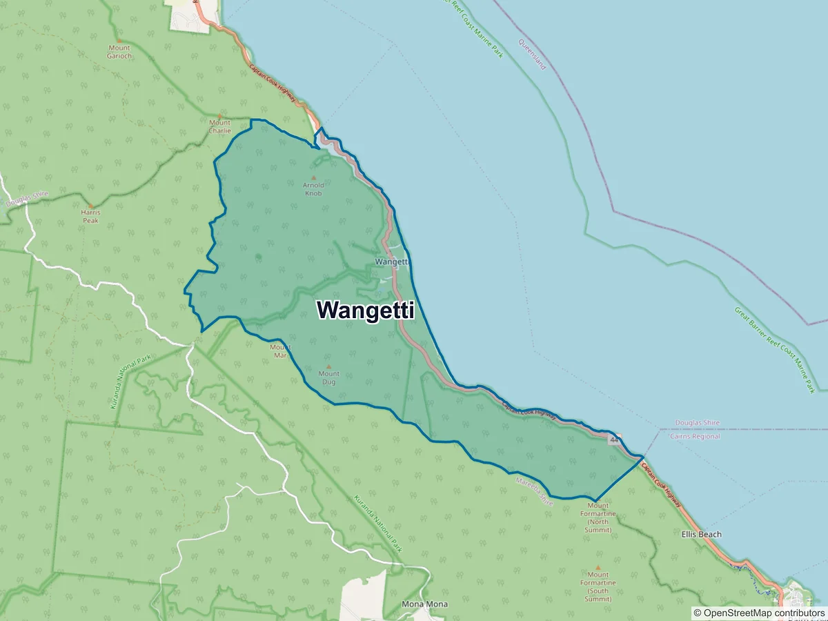 Map of Wangetti, QLD, Australia