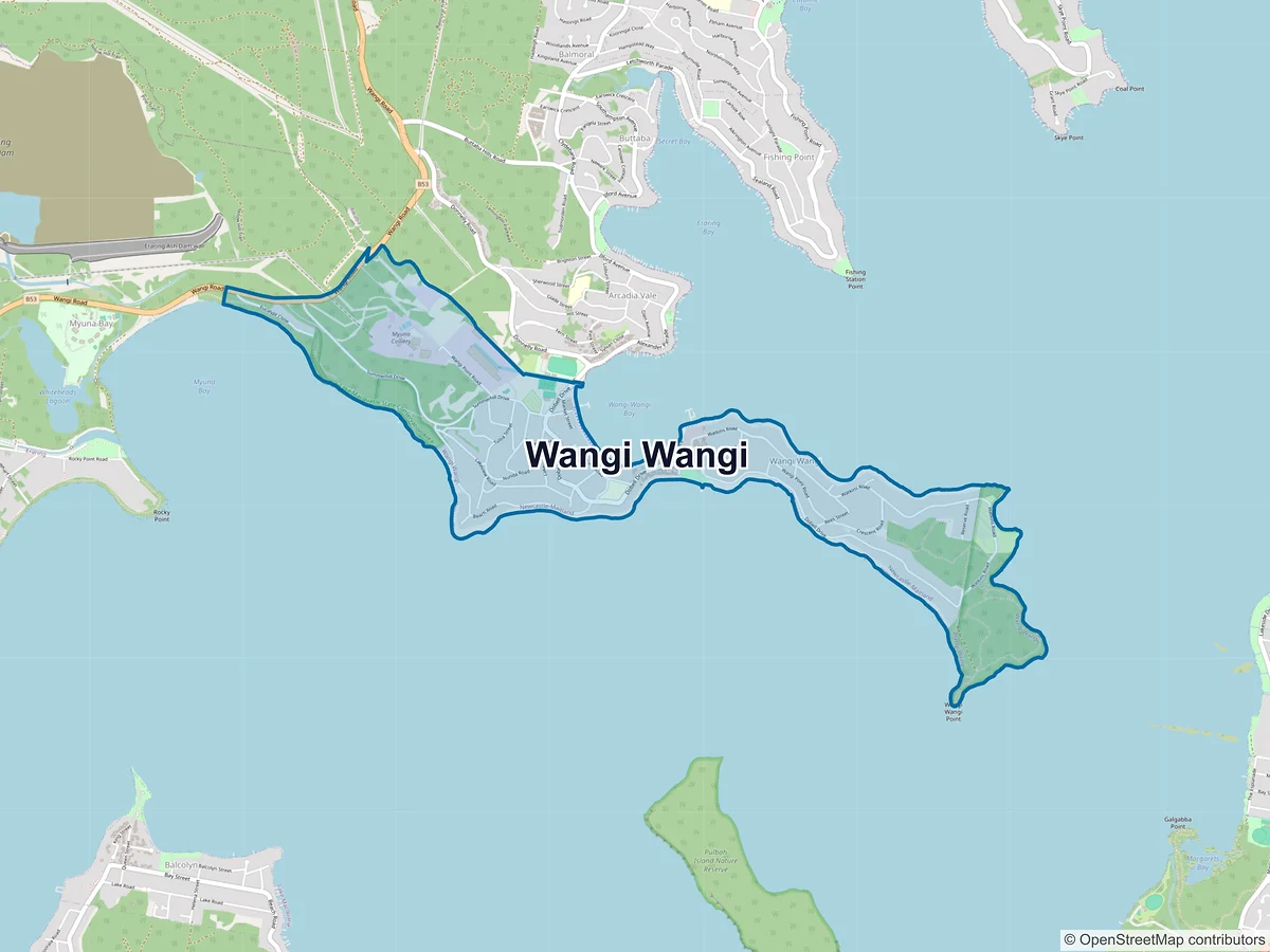 Map of Wangi Wangi, NSW, Australia