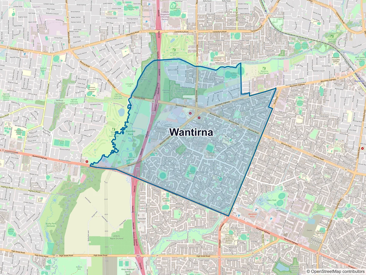 Map of Wantirna, VIC, Australia