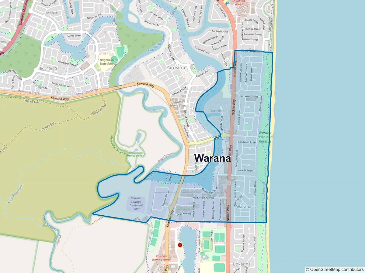 Map of Warana, QLD, Australia