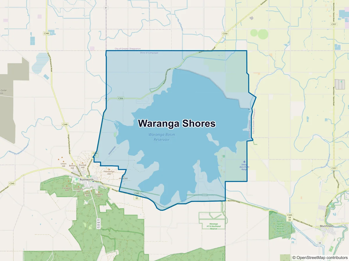 Map of Waranga Shores, VIC, Australia