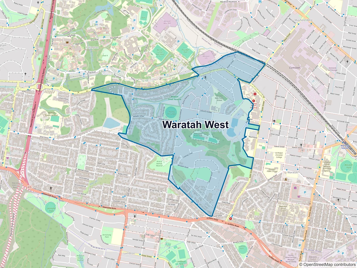 Map of Waratah West, NSW, Australia