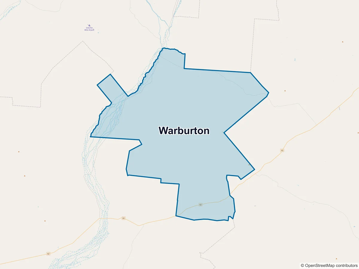 Map of Warburton, QLD, Australia