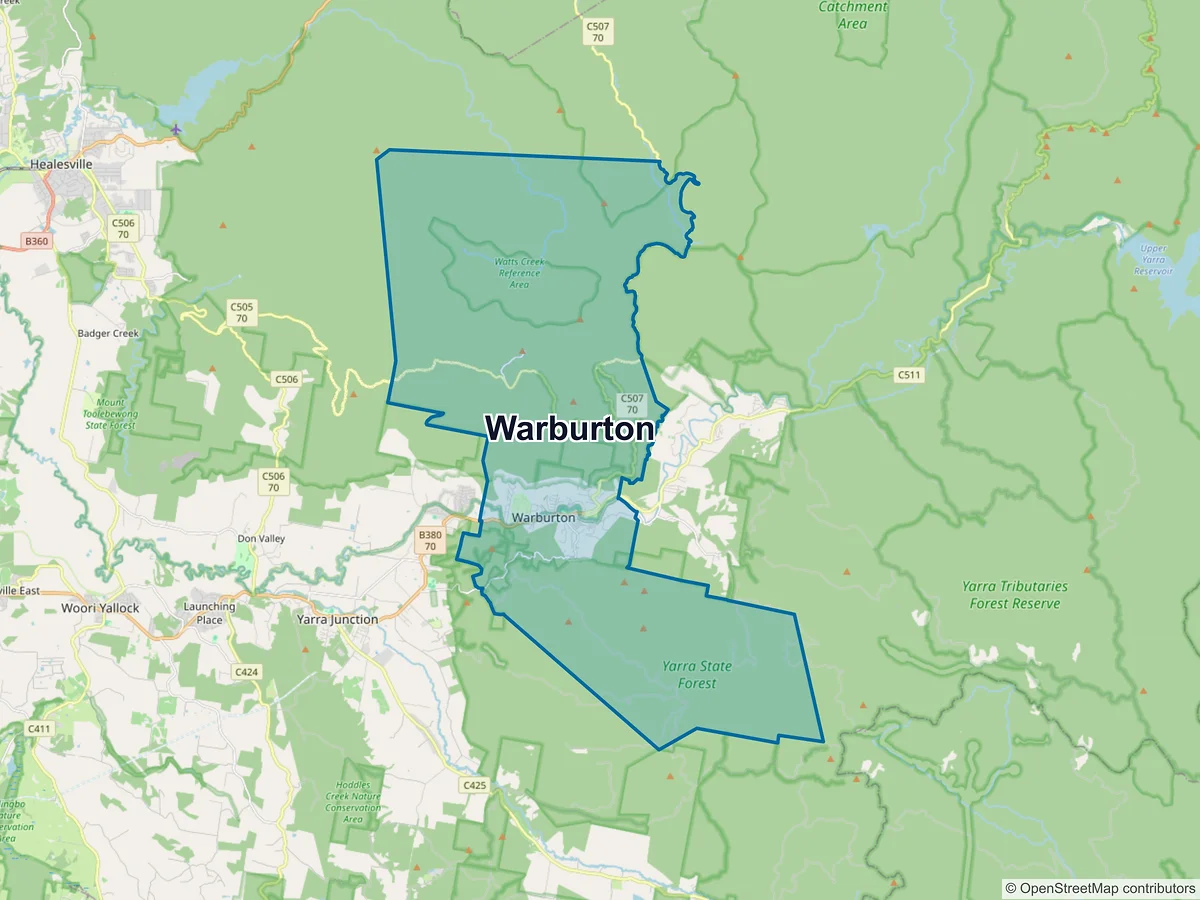 Map of Warburton, VIC, Australia