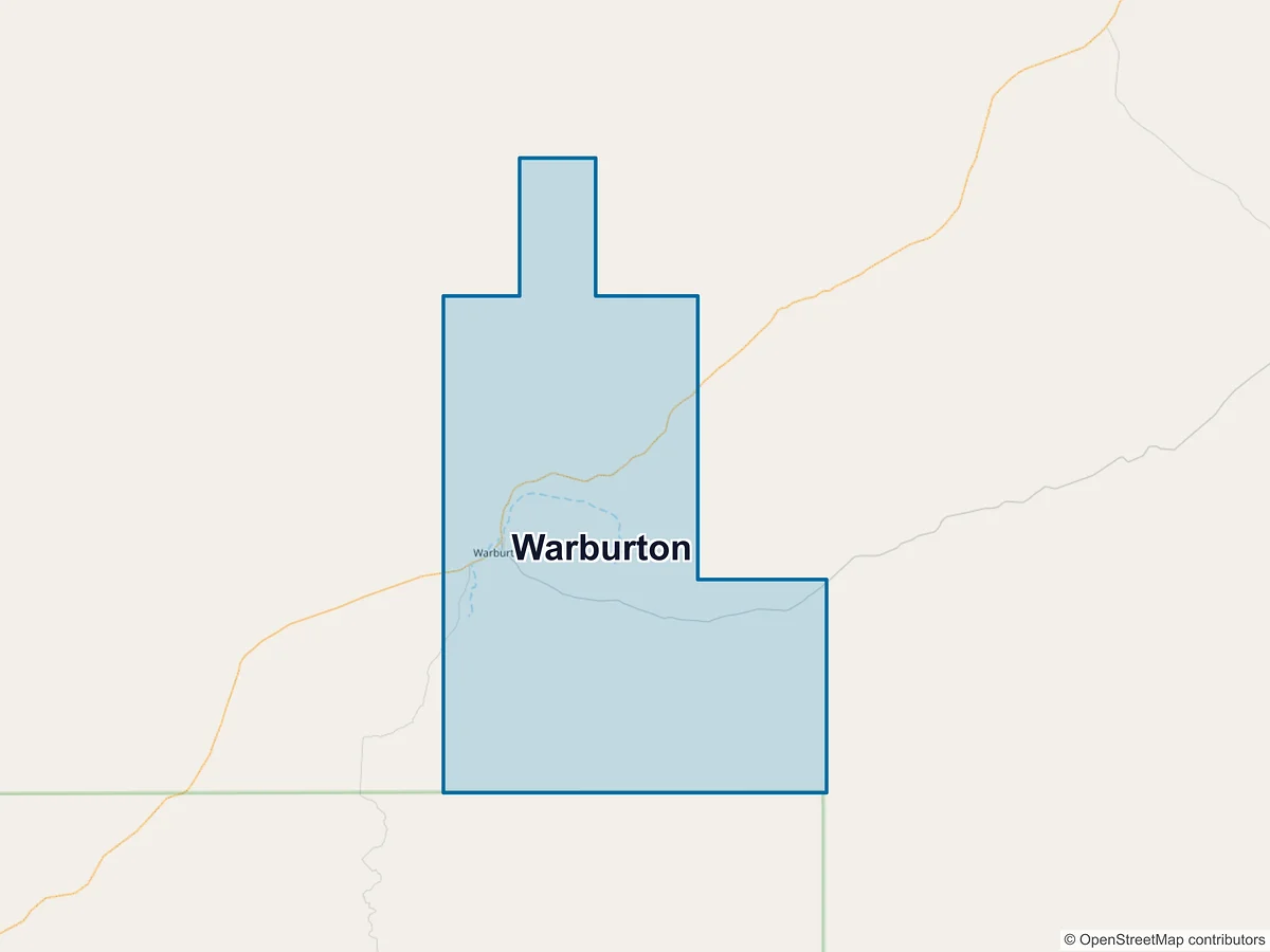Map of Warburton, WA, Australia