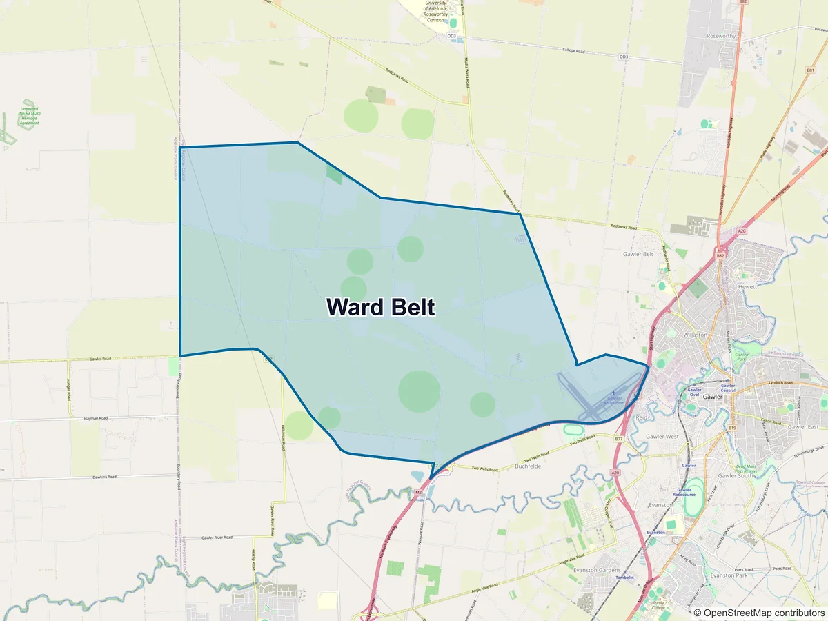 Map of Ward Belt, SA, Australia