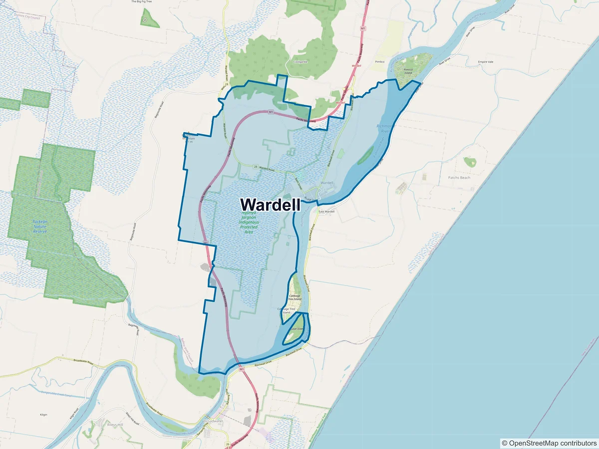 Map of Wardell, NSW, Australia