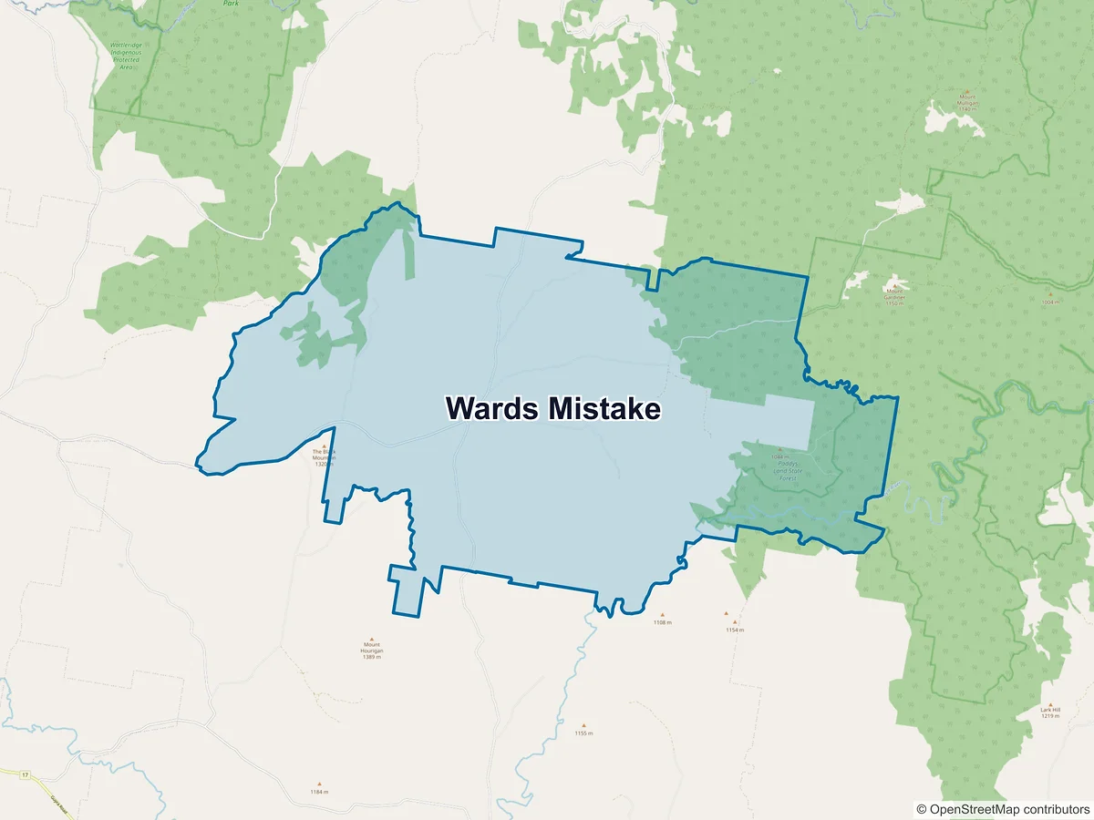 Map of Wards Mistake, NSW, Australia