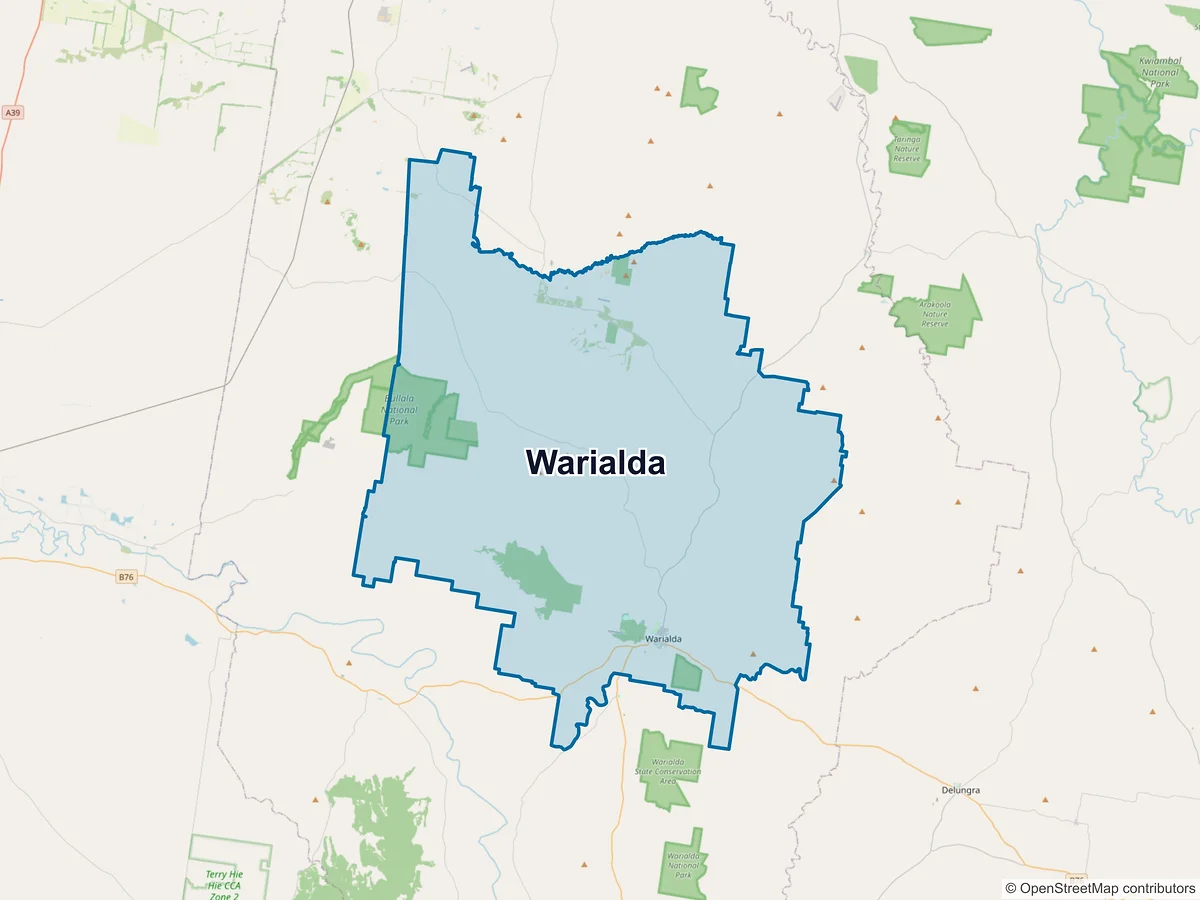 Map of Warialda, NSW, Australia