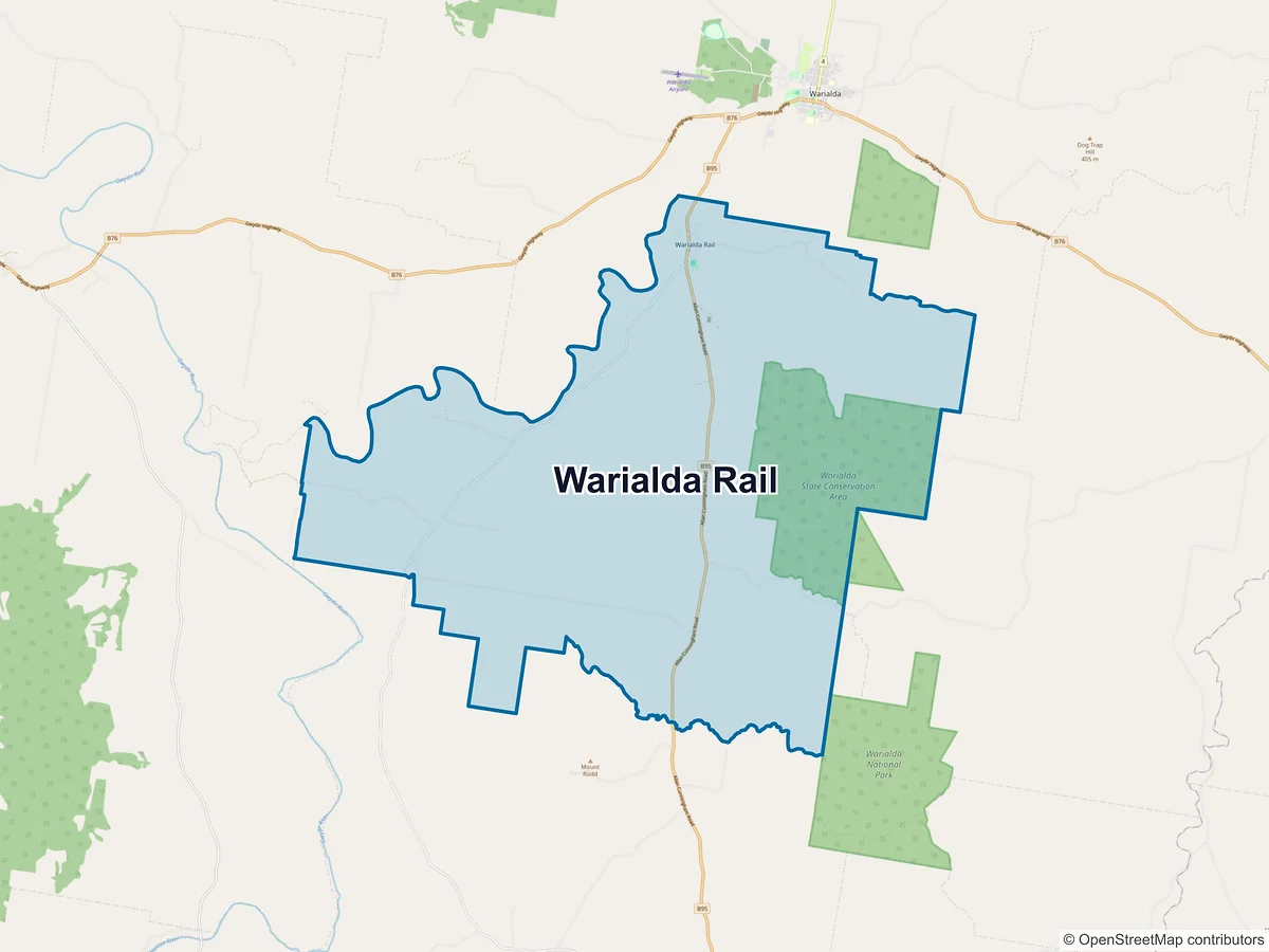 Map of Warialda Rail, NSW, Australia
