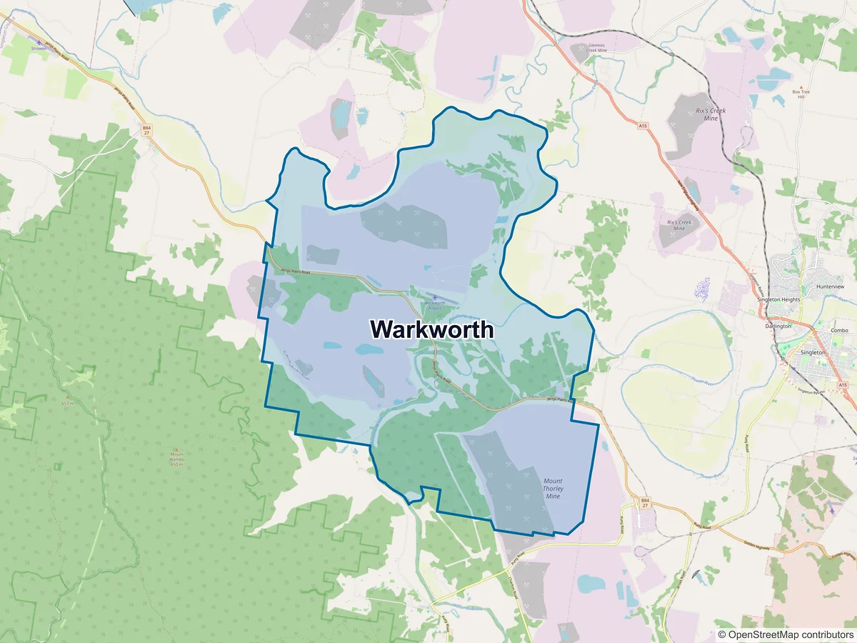 Map of Warkworth, NSW, Australia
