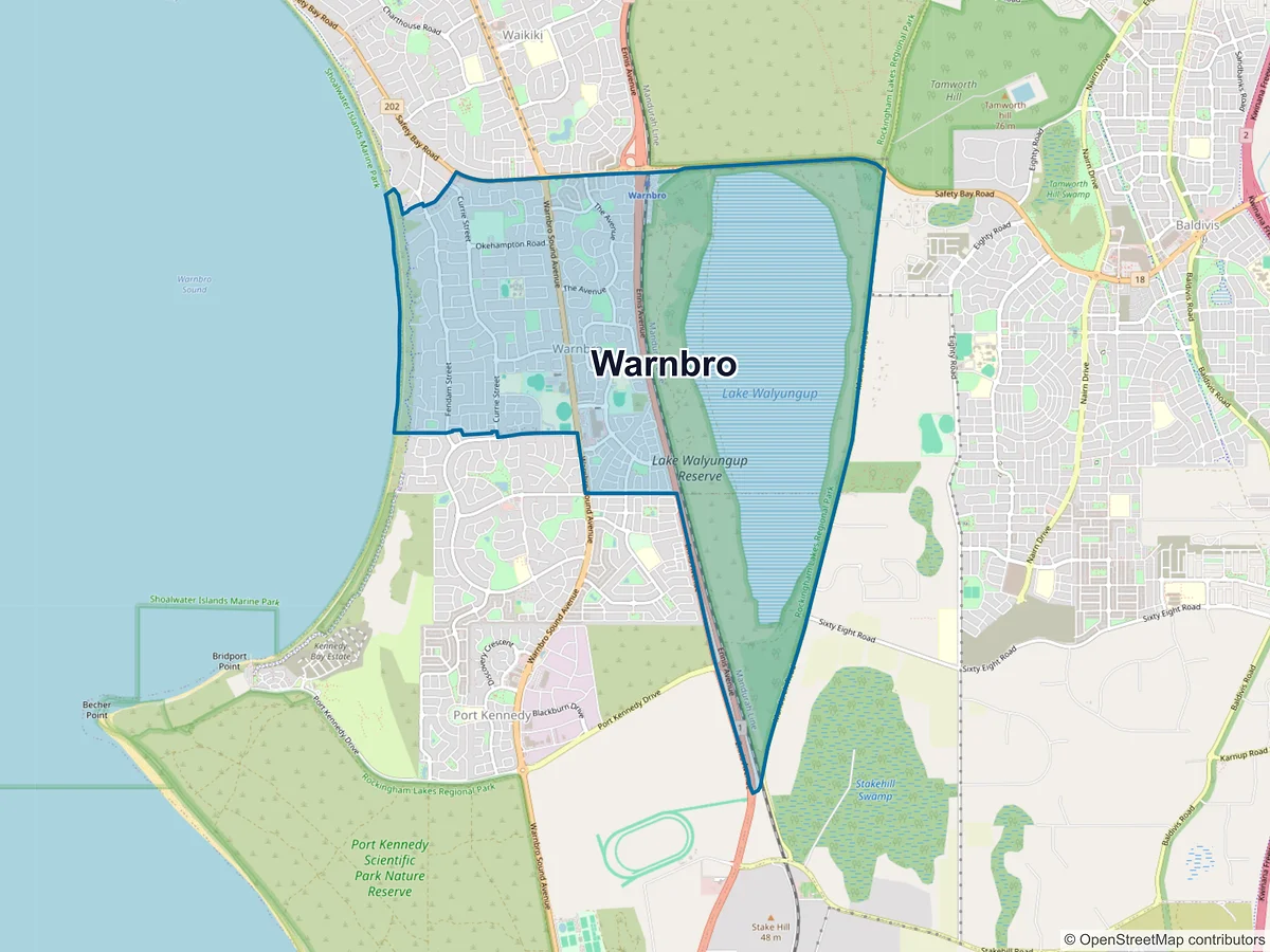 Map of Warnbro, WA, Australia