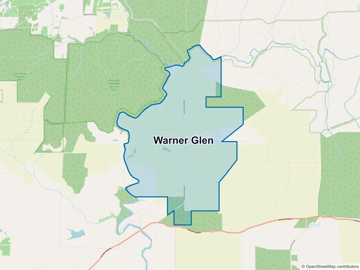 Map of Warner Glen, WA, Australia