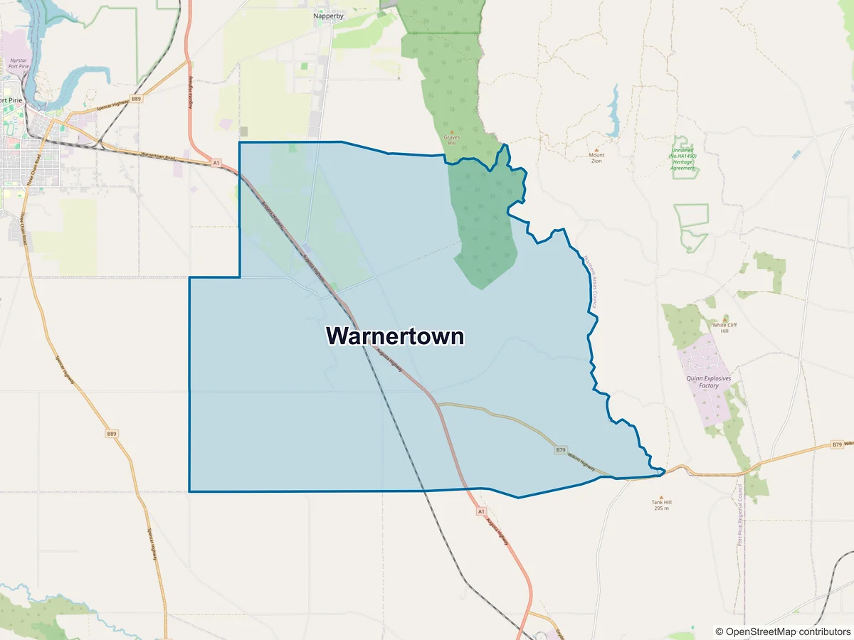 Map of Warnertown, SA, Australia