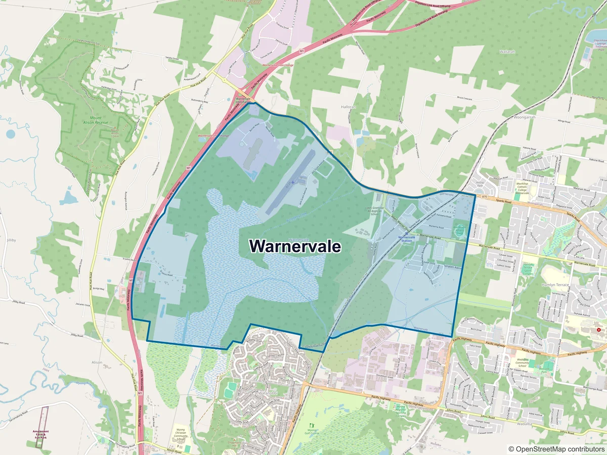 Map of Warnervale, NSW, Australia