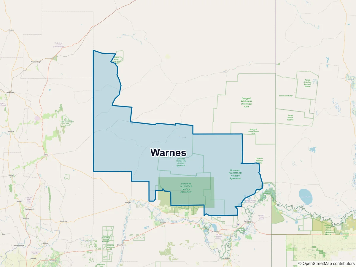 Map of Warnes, SA, Australia