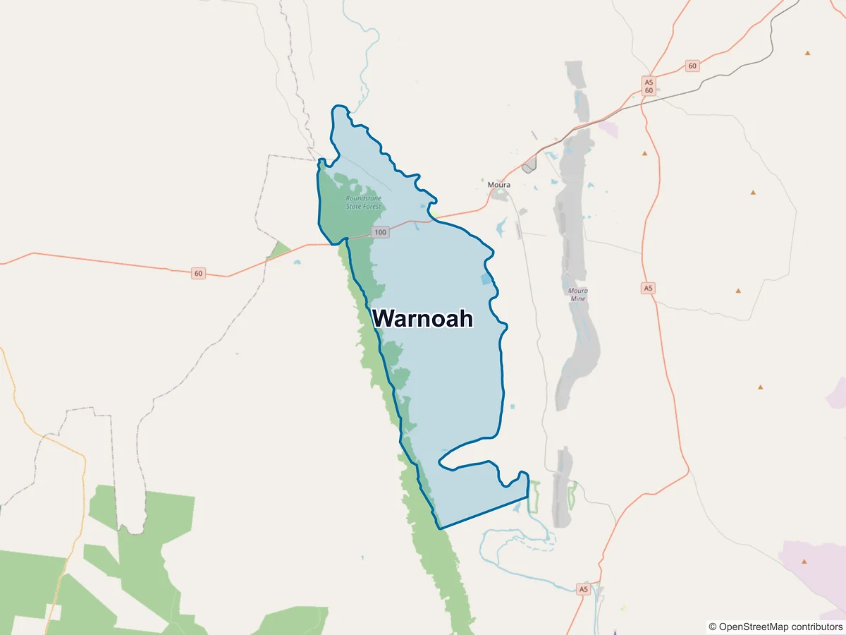 Map of Warnoah, QLD, Australia