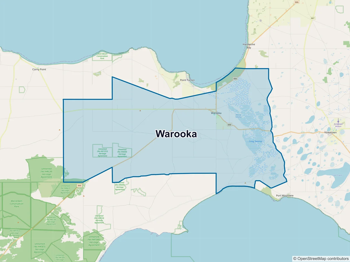 Map of Warooka, SA, Australia